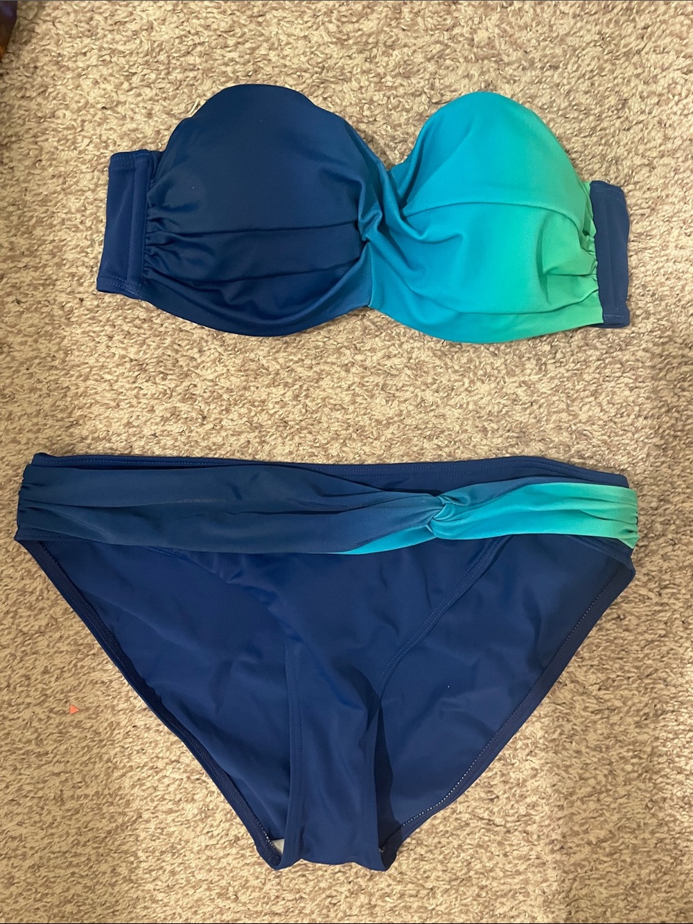 Lascana blue and turquoise ombré bandeau bikini set small